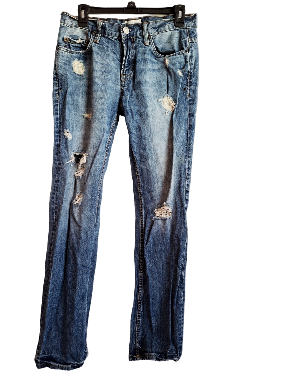 Aeropostale Light Blue Distressed Bowery Slim Straight Grunge  Denim Jeans